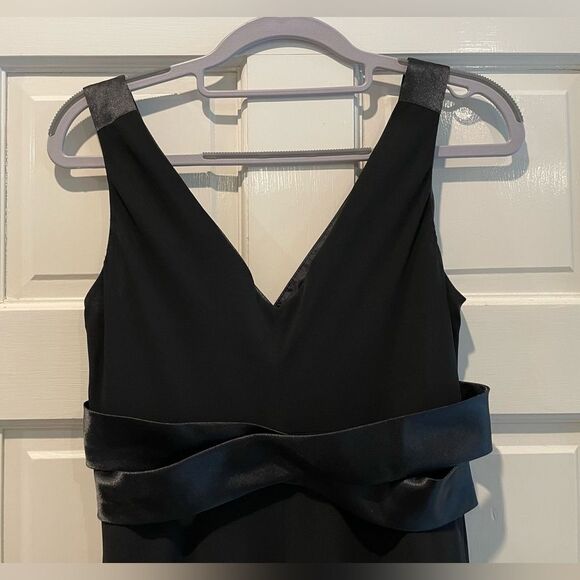 Evan Picone Chiffon Maxi Dress Ribbon Wrapped & Draped Waist Black‎ Size 6 - Picture 7 of 9